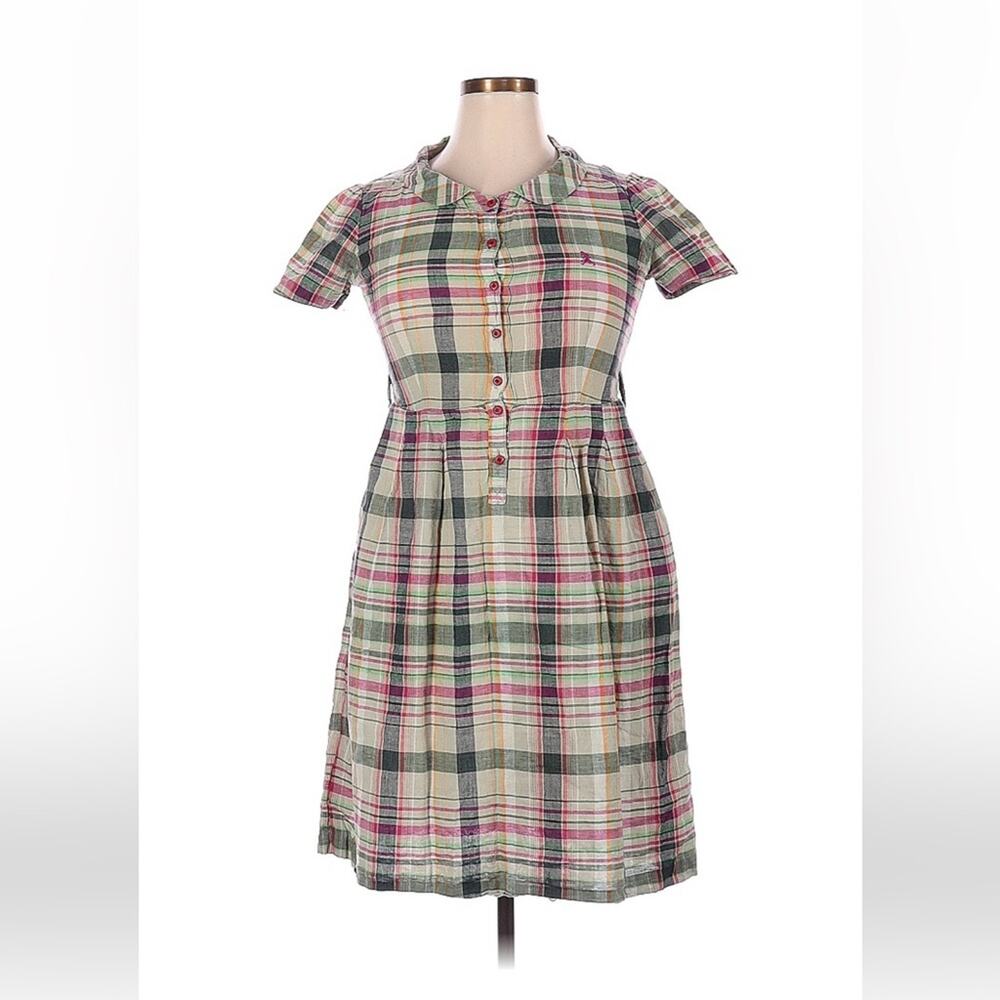 Bucolique plaid button down shirt dress, size 15 or medium‎